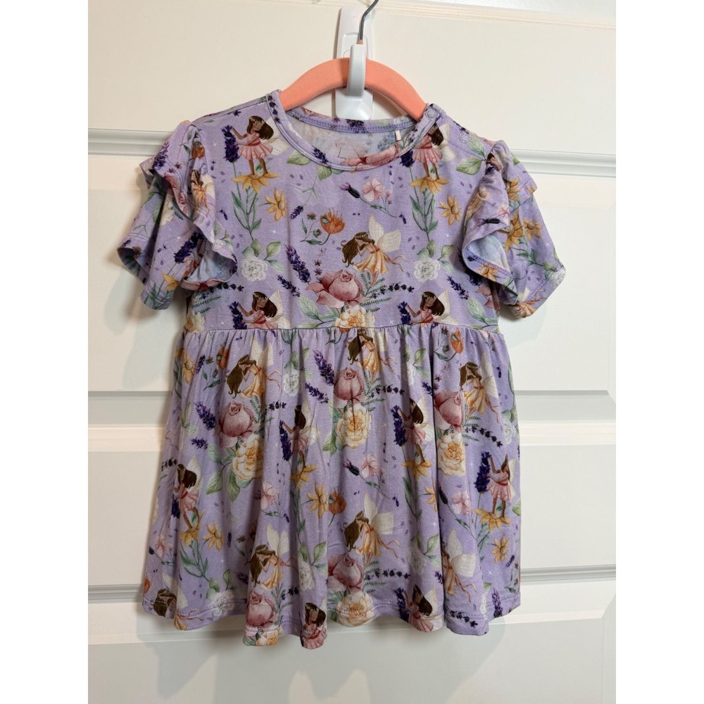55.Laree + Co Kids Purple Fairy Floral Bamboo Ruffle Bloomer Set 3T